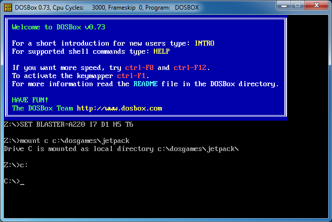 Mounting a virtual drive in DOSBox