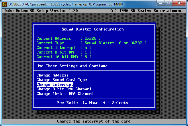 Sound setup in Duke Nukem 3D